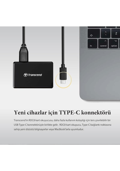 Transcend Ts-Rdc8K2 Cf/Sd/Sdhc/Sdxc/Microsd  Type-C Çoklu Kart Okuyucu