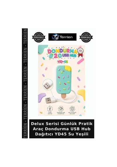 Delux Serisi Günlük Pratik Araç Dondurma Usb Hub Dağıtıcı Yd45 Su Yeşili
