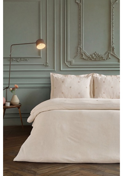 Doqu Home Rosabelle Keten Nevresim Takımı Çift Canvas Ekru