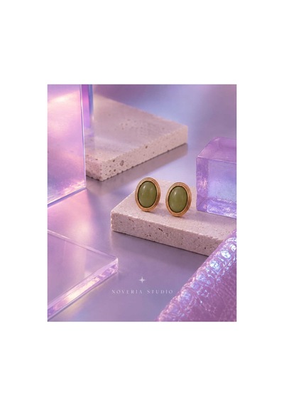 Aura Collection Olive Vintage Gold Detaylı Küpe Haki Haki