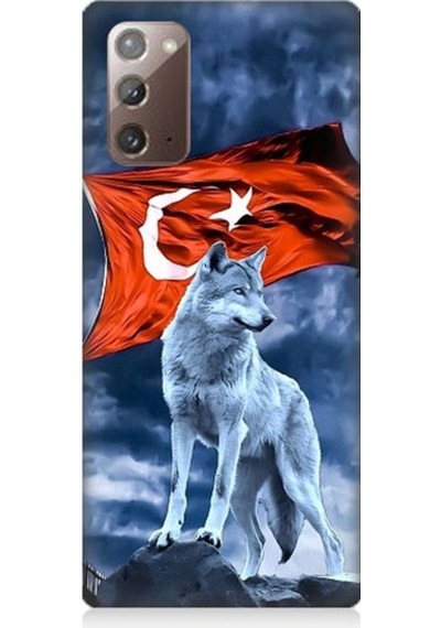 Samsung Galaxy Note 20 Uyumlu Kurt Göktürk Ve Bayrak Desenli Silikon Kılıf