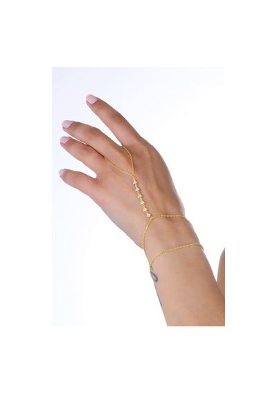 Gümüş Altın Yaldızlı Zirkon Taşlı Piramit Modeli Şahmeran Barcode Beyaz - Rose Gold
