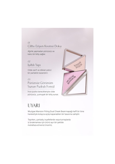 Allık Ve Aydınlatıcı Paleti + Fırça Seti Muzıgae Mansıon Dual Cheek Beam Set 01 Pure Pink 01 Pink 20258785
