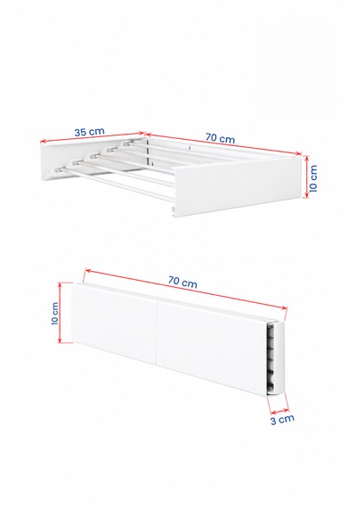 Sehpol Katlanır Çamaşır Kurutma Askılığı 70x35x10 Cm - Beyaz