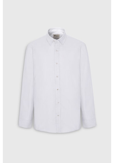 AC&Co / Altınyıldız Classics Erkek Beyaz Slim Fit Dar Kesim Düğmeli Yaka Flamlı Casual Gömlek 4A2022200073BYZXL Beyaz