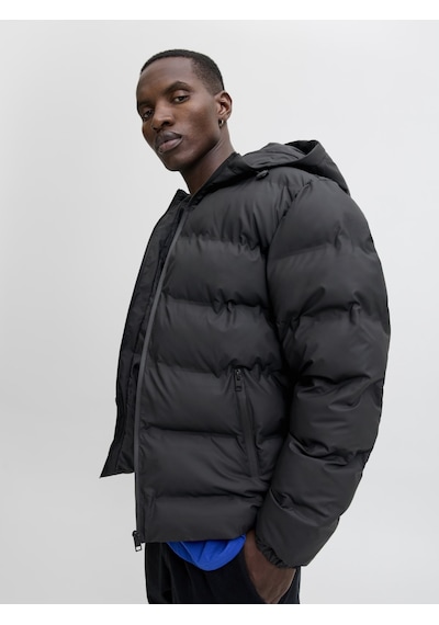 Jack & Jones Jjelements Suni Deri Görünümlü Şişme Mont 12279239 Siyah
