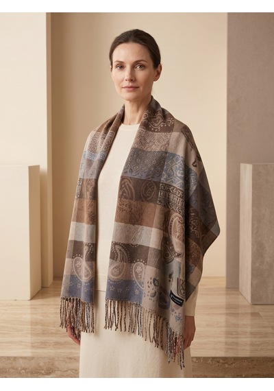 Appsshıra Patchwork Paisley Desenli Püsküllü Yün Şal Ve Atkı Çok Renkli