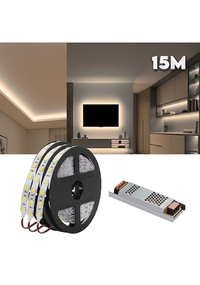 Gün Işığı Gizli Işık Bandı Seti - Tavan, Tv Ünitesi, Mobilya, Salon Oda Ambiyans Aydınlatma 15 Metre