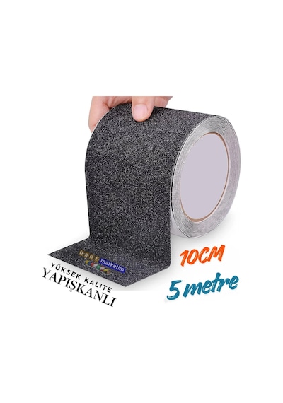 Merdiven Ve Zemin Kaydırmaz Kaymaz Bant 10 Cm X 5metre Siyah Tdrtr