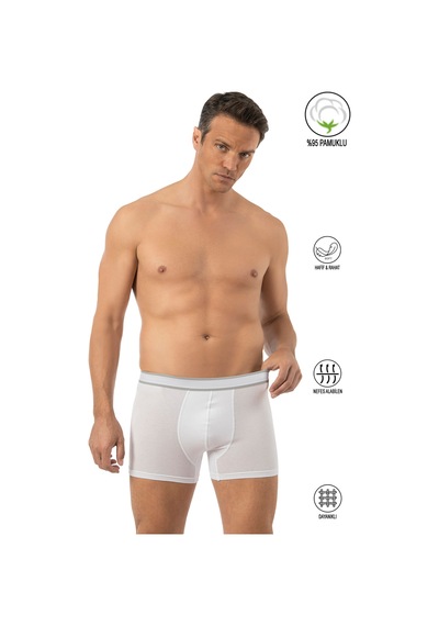 Özkan Underwear Özkan 11226 Erkek %95 Pamuklu Likralı Süprem Kumaş Esnek Rahat Boxer Şort Beyaz