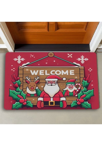 Valerine Life Noel Babalı Yılbaşı Tabelası Welcome Kapı Önü Paspası 45x70cm
