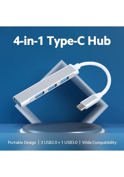 Hepu Type-c 3.1 To USB Hub 4 Port Metal Usb Çoğaltıcı Apple Uyumlu MacBook Uyu