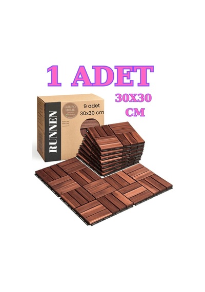 1 Adet Akasya 30x30 Ahşap Geçmeli Karo Deck Runnen