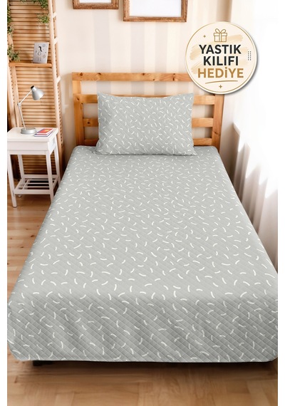 Gri Minimal Geometrik Genç Odası Tek Kişilik Pike Takımı-modern 160x220 Cm Kapitone Yatak Örtüsü Mumlu Seramik Aurası