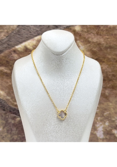 Gold Renk Sedef Taşlı Gümüş Kolye Sarı