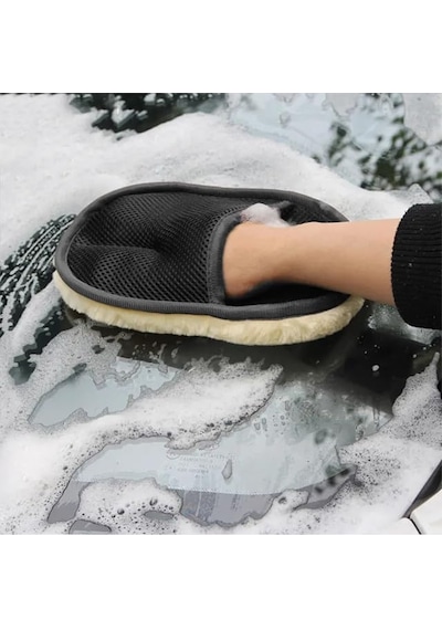 Mikrofiber Araba Yıkama Eldiveni Çift Taraflı Oto Temizleme Ve Parlatma Bezi Yumuşak Çizmez Yapı Car Wash Mitt For Vehicle Detailing Beyaz