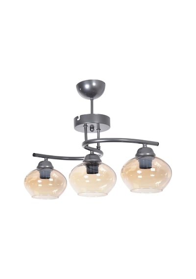 Fuji Modern Dekoratif Salon - Mutfak - Yatak Odası Gri Renk Bal Camlı 3 Lü Avize Bal - Gri