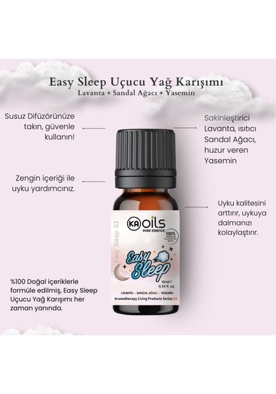 Tr Easy Sleep Uçucu Yağ Karışımı - Lavanta + Sandal Ağacı + Yasemin 10 Ml -%100 Saf Ve Doğal Rahatlatıcı Arom Diğer