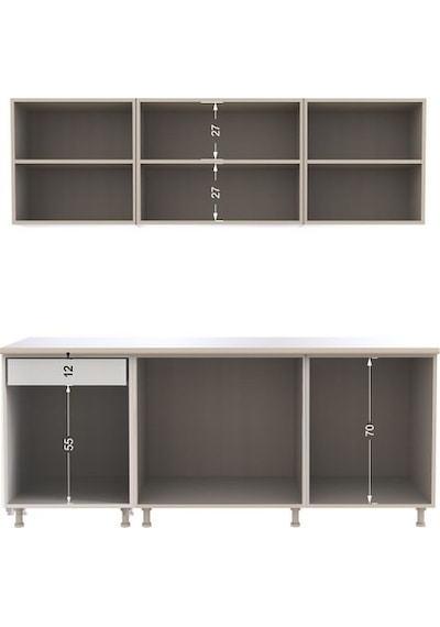 Tdesigno Sedef Hazır Mutfak Dolabı 200 Cm - Beyaz Tezgah Dahil Beyaz