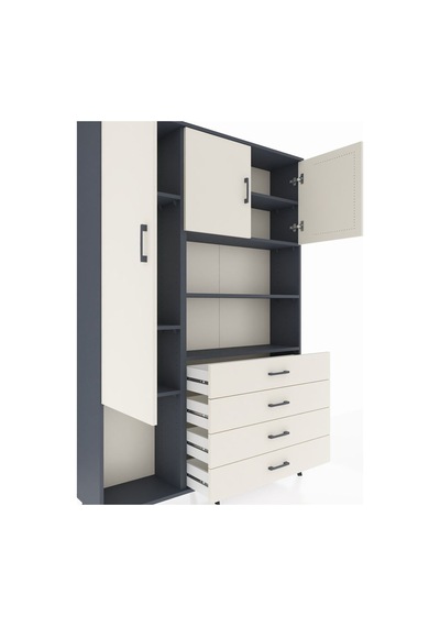 Arges Dolap 7 Raflı 4 Çekmeceli 3 Kapaklı 132x30x195 Antrasit-aytaşı/aytaşı Aytası/aytası Arges Dolap 7 Raflı 4 Çekmeceli 3 Kapaklı 132x30x195 Antrasit-aytaşı/aytaşı Aytası/aytası