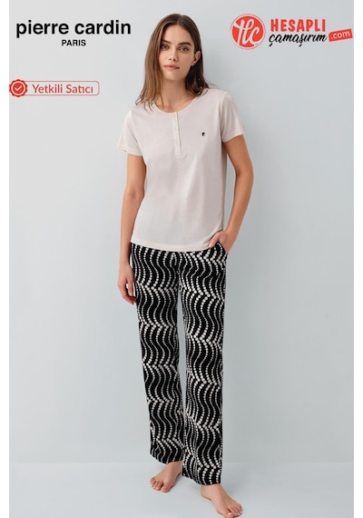 Pierre Cardin Premium Kadın Büyük Beden Modal Pamuklu Rahat Kalıp Kısa Kollu Pijama Takım Bej Pierre Cardin Premium Kadın Büyük Beden Modal Pamuklu Rahat Kalıp Kısa Kollu Pijama Takım Bej
