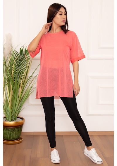 Kalopya Bayan Basic Salaş Esp12 T-Shirt Pembe
