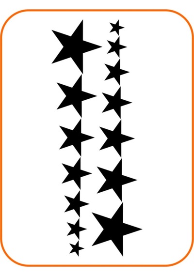 Sıralı Yıldız Oto Sticker 14'lü Siyah 25 10 Cm