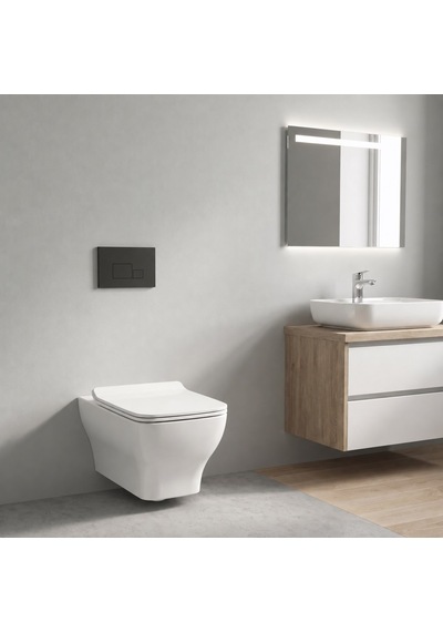 Dura Bagno Petra Kare Asma Klozet Rimless 54 Cm Yavaş Kapanır Kapak Dahil Beyaz Dbo.36.01.03.01