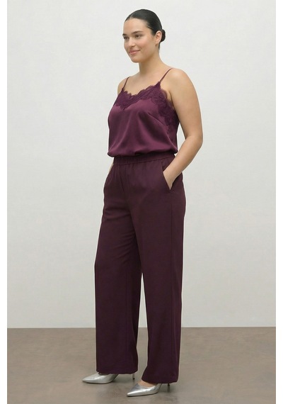 Myline Beli Lastikli Geniş Paça Pantolon Bordo