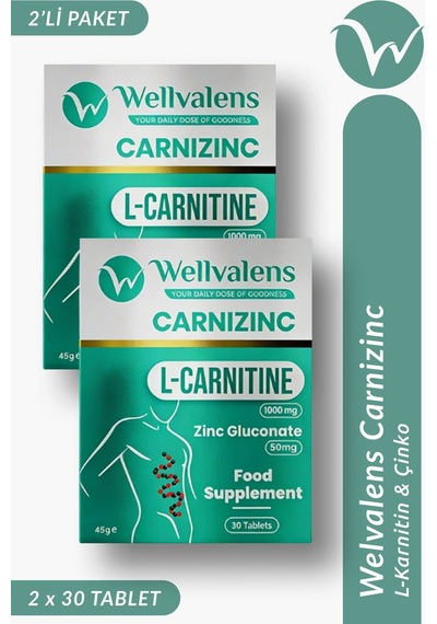 Wellvalens Carnizinc L-karnitin 1000 Mg + Çinko 2 Kutu 60 Tablet