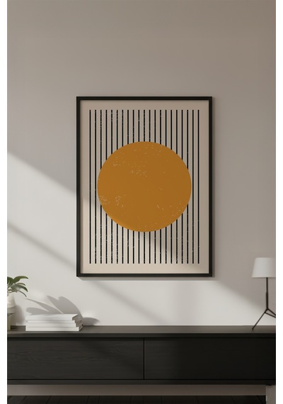 Huhuli Ahşap Siyah Çerçeveli Geometrik Tablo Huhu572