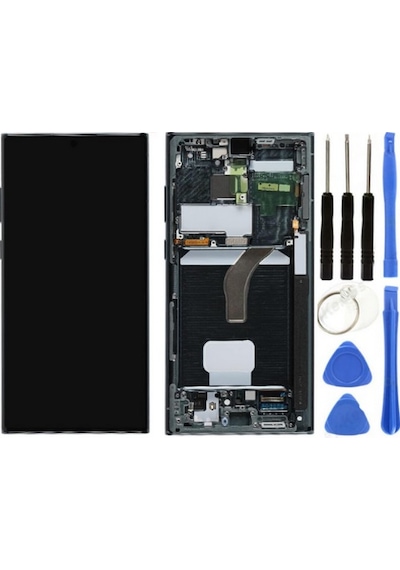 Te Samsung Uyumlu S22 Ultra S908 Çıtalı Oled Lcd Ekran Yeşil+tamir Seti