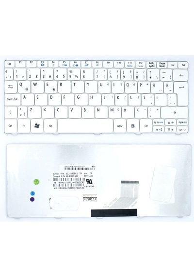 Acer Aspire One Zh9, 521, D255, D260, 532h 533 Nav50, Nav70, Pav70 Klavye Beyaz Tr