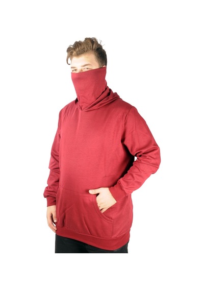 Mode Xl Büyük Beden Erkek Sweatshirt Arm Mask 21505 Bordo 001