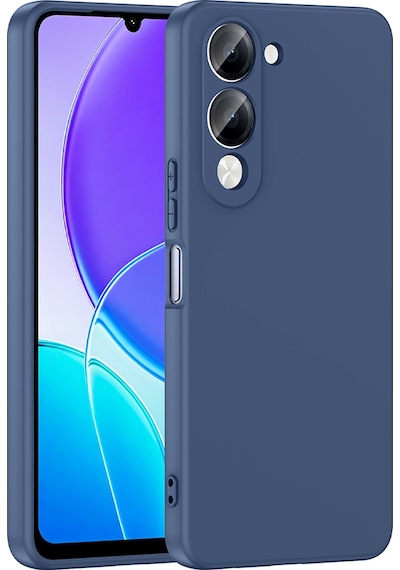 Vivo Y04 Kılıf Lansman Tasarım İç Yüzeyi Kadife Silikon Lacivert