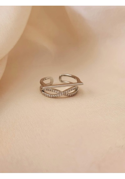 Sonsuzluk Model Zirkon Taşlı Ayarlanabilir Silver Gümüş Renkli Yüzük Silver