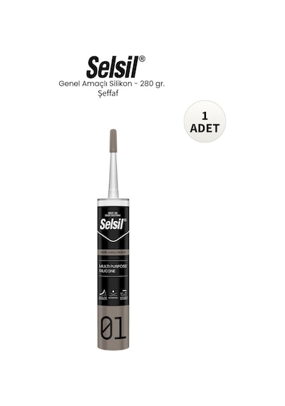Selsil Genel Amaçlı Şeffaf Silikon Çok Amaçlı Yapıştırıcı 280 Gr Şefaf