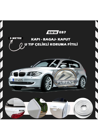 Bmw E87 Oto Araç Kapı Koruma Fitili 5metre Parlak Beyaz Renk