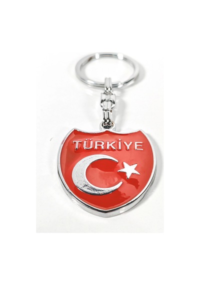 Türkiye Yazılı Ay Yıldız Figürlü Kırmızı Metal Anahtarlık Sade, Net Ve Güçlü Bir Duruş Çok Renkli