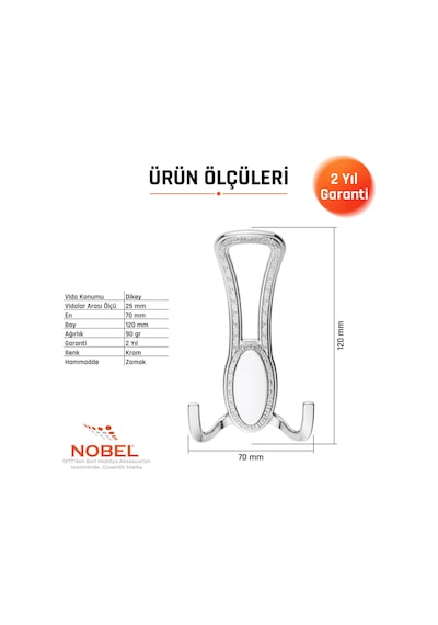 Seçi L Portmanto Askısı, Metal Vestiyer Askısı, Krom , Duvar Ve Dolap Askılığı 5'li Set Vidalı