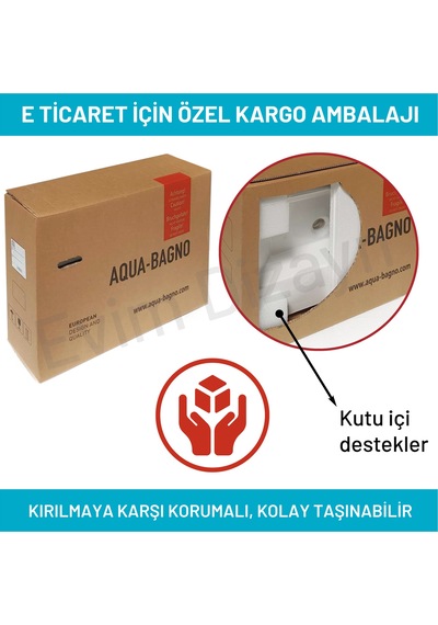 Aqua Bagno Plan Seramik Tezgah Üstü Kare Çanak Lavabo 55 x 45 CM