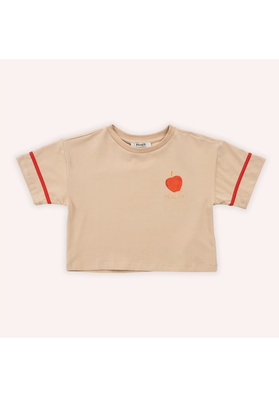 Panço Kız Çocuk Baskı Detaylı T-shirt Bej 2421gk05022-4972 001