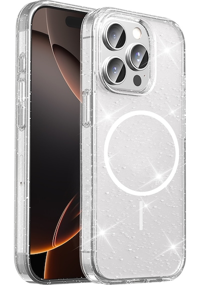 Apple Uyumlu iPhone 14 Pro Max Kılıf M-safe Şarj Özellikli Parlayan Simli Saydam Renkli Kapak Maris Şeffaf