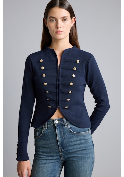 Defacto Fıtted Bisiklet Yaka Fermuarlı Crop Napolyon Hırka I4121ax26aunv131 Lacivert-nv131