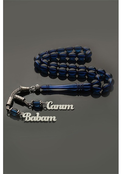 Papatya Silver Canım Babam Yazılı Sıkma Kehribar Gümüş Kaplama Tesbih Uvps550006