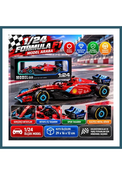 Bezos 1/24 Formula F1 Kırmızı Model Araba Ob