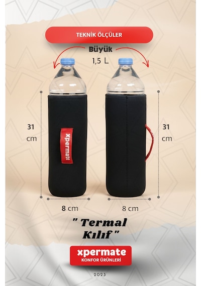 Xpermate Termal İçecek Kılıfı Sıcak & Soğuk Tutan Su Termal Kılıf 1,5l Siyah