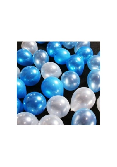 12 Inç 20 Adet Metalik Beyaz-mavi Balon Diğer