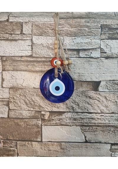 Nazarlık Cam Duvar Ağaç Balkon Teras Cafe Dekor Süsü Hasır Renkli Ahşap Boncuklu Nazar Boncuğu Duvar Süsü 78216416