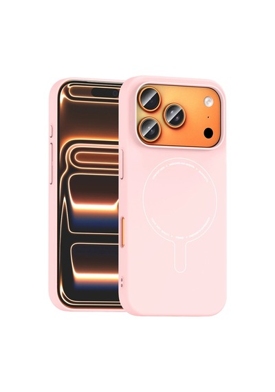 Apple iPhone Uyumlu  Uyumlu 18 Pro Max Kılıf M-safe Şarj Özellikli Kamera Korumalı Zore Elio Sert Pc Kapak Açık Pembe